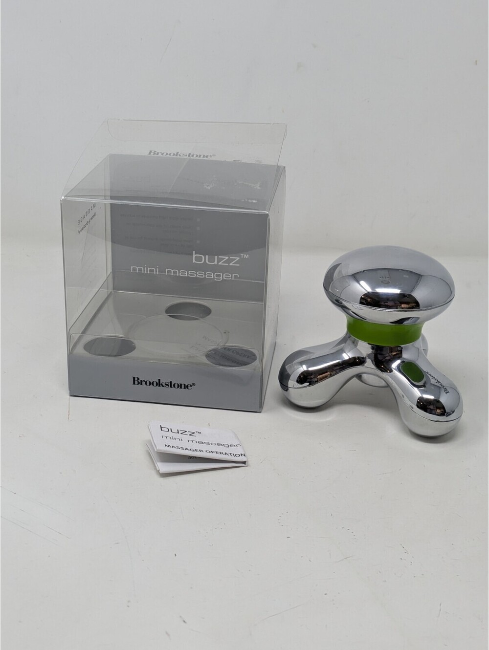 Brookstone Buzz Mini Massager green Battery Operated